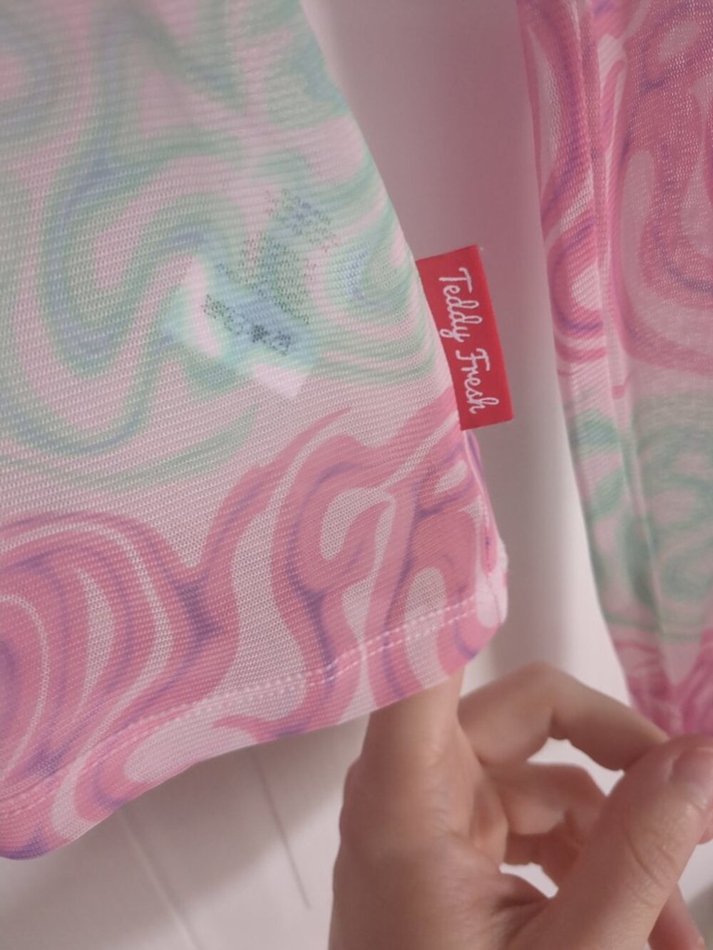 Teddy Fresh Digital Print Mesh Mock Neck Top - XS - Picture 5 of 9